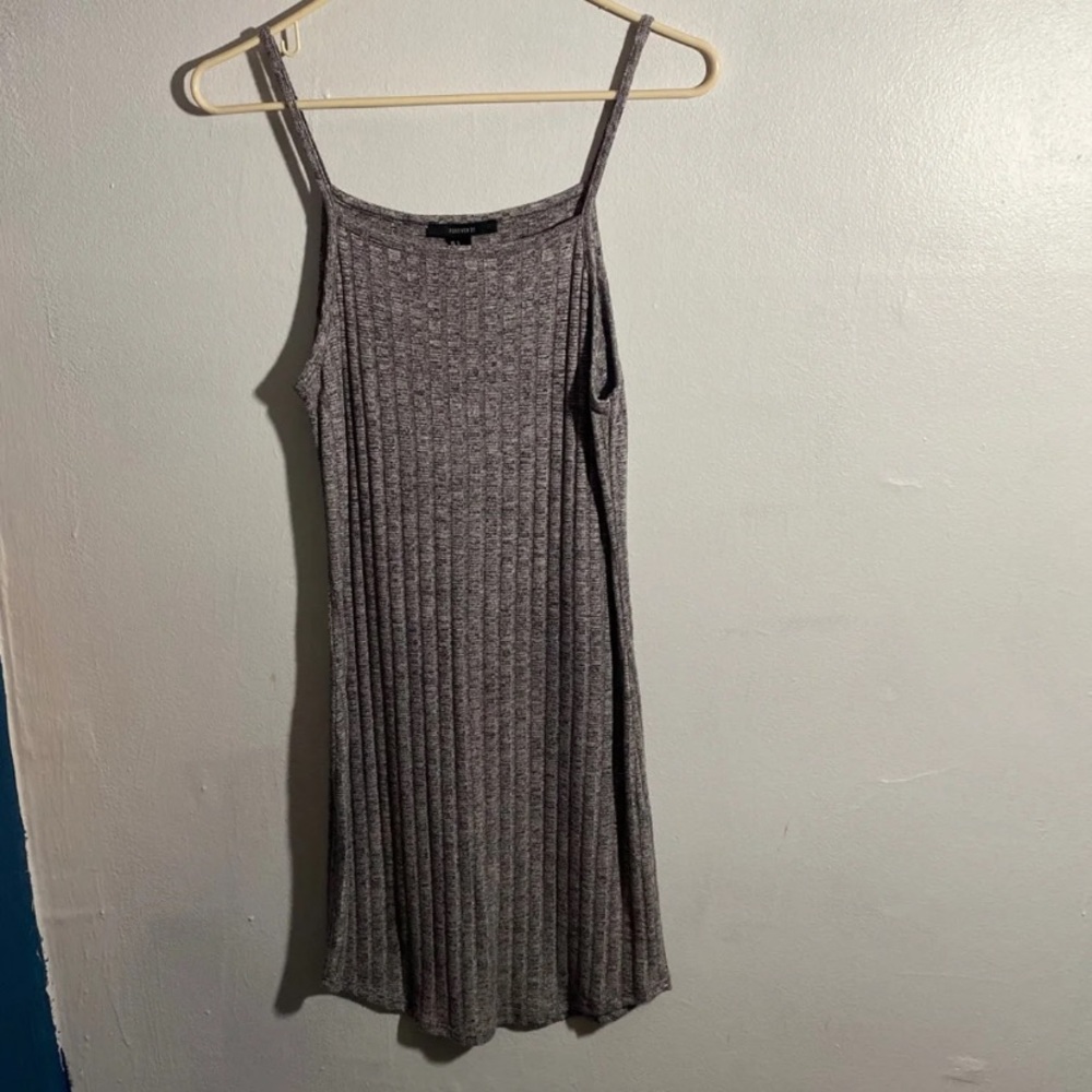 Grey ribbed bodycon dress